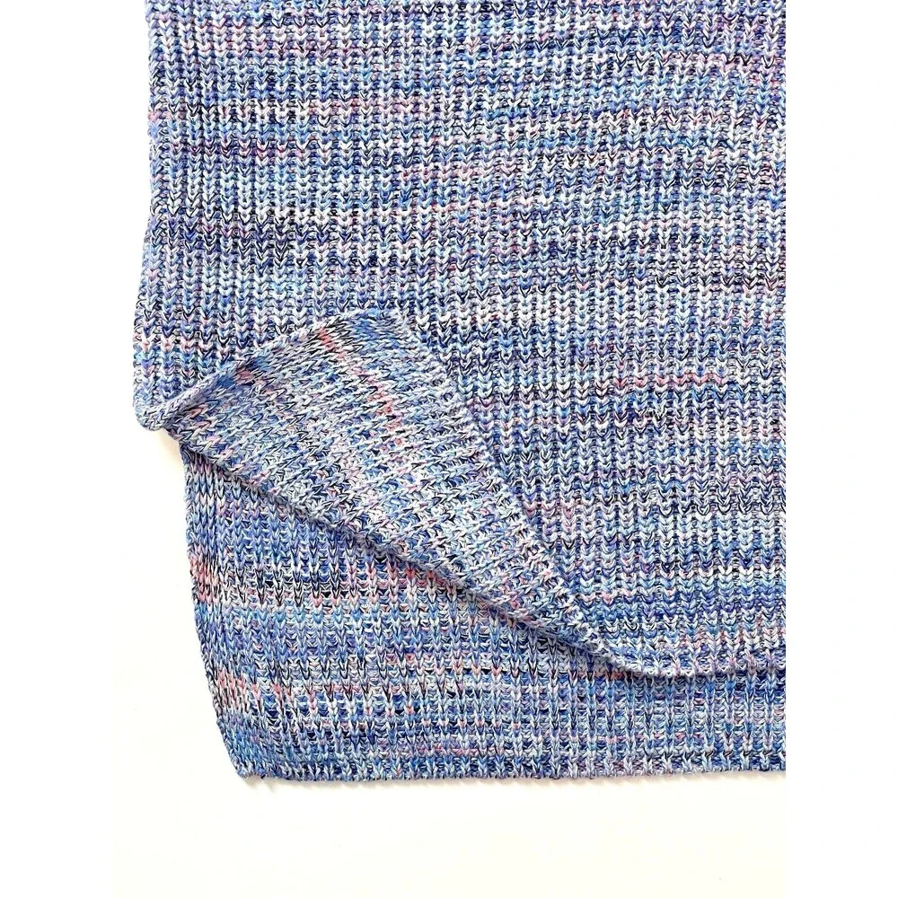 J. Jill V-Neck 3/4 Sleeve Knit Sweater Soft Cotton Blue Purple NWT Women's S A2